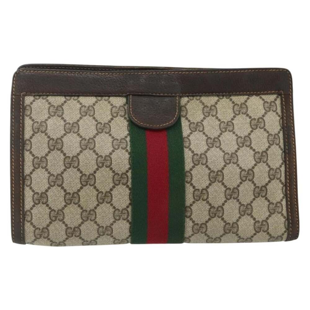 Gucci GG Supreme Web Clutch Bag Beige